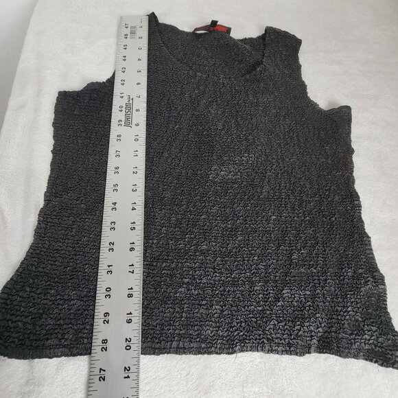 Pleats Collection By Pings Imports Womens Black Sleeveless Textured Top Large - Picture 8 of 8